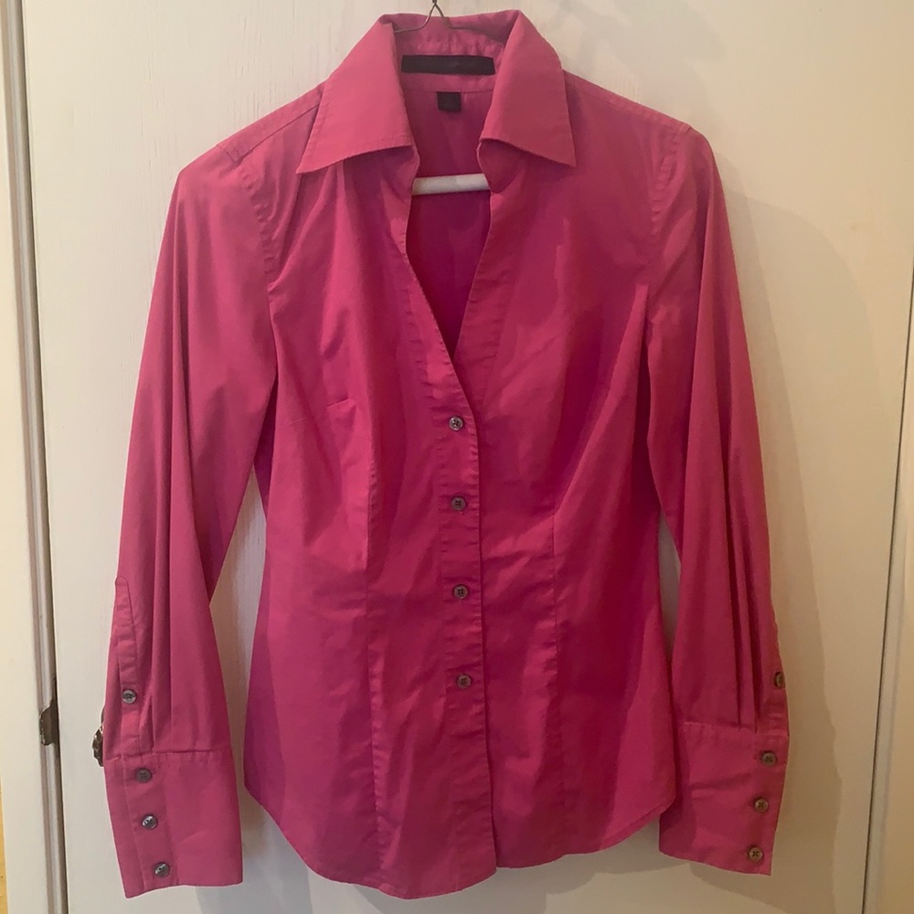 Express Fushia Pink Long Sleeve Button Down Shirt